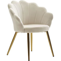 Chaise de salle à manger - FINEBUY - Tulip - Velours blanc - Design scandinave - Rembourrée