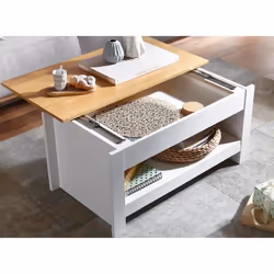 Table basse carrée FineBuy - Blanc / chêne - Avec rangements