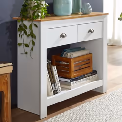 Console FineBuy buffet - FINEBUY - Blanc - Chêne - Moderne - Étroit