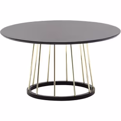 Table basse ronde FineBuy en métal noir - Design contemporain - 80x80x42 cm