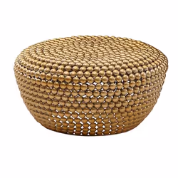 Table Basse de Salon - FINEBUY - Ronde - Aluminium - dor - Design Orientale