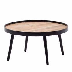 Table basse ronde - FINEBUY - 76x40 cm - Marron Noir - Design Contemporain - Montage facile