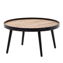 Table basse ronde - FINEBUY - 76x40 cm - Marron Noir - Design Contemporain - Montage facile