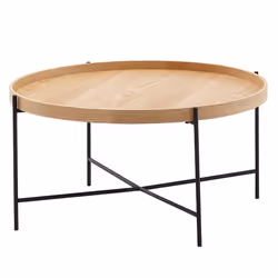 Table basse - FINEBUY - 78x78x40 cm - Bois de chêne - Métal noir mat - Design moderne