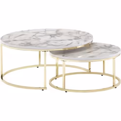 Table gigogne optique marbre blanc FineBuy - Moderne - Set de 2 tables basses