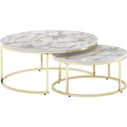 Table gigogne optique marbre blanc FineBuy - Moderne - Set de 2 tables basses