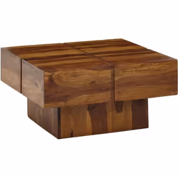 Table FineBuy FineBuy table basse bois massif 575x575x30 cm table de salon table