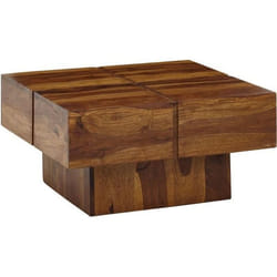 Table FineBuy FineBuy table basse bois massif 575x575x30 cm table de salon table