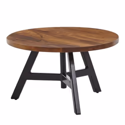 Table Basse Ronde - FINEBUY - 60x60x35 cm - Bois Massif Sheesham - Métal - Design Moderne