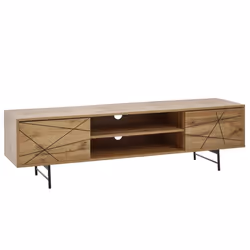 Meuble TV - FINEBUY - Lowboard 160x45x40 cm - Bois décor chêne - Design moderne - 2 compartiments de rangement