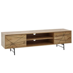 Meuble TV - FINEBUY - Lowboard 160x45x40 cm - Bois décor chêne - Design moderne - 2 compartiments de rangement