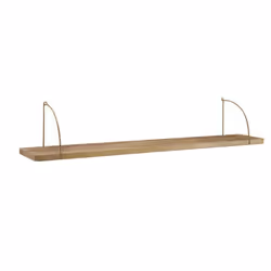 Étagère Murale - FINEBUY - Manguier Bois Massif et Métal - 100 cm - Style Industriel - Supports Dorés