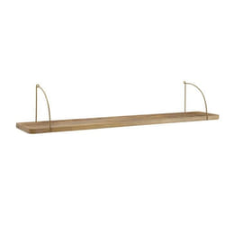 Étagère Murale - FINEBUY - Manguier Bois Massif et Métal - 100 cm - Style Industriel - Supports Dorés