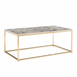 Table basse carrée FineBuy aspect marbre 100x60x40 cm - Blanc