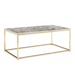 Table basse carrée FineBuy aspect marbre 100x60x40 cm - Blanc