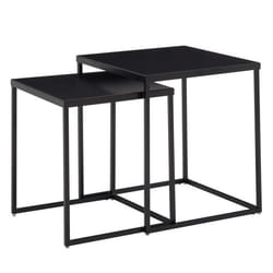 Tables gigognes en métal noir FINEBUY - Ensemble de 2 - Style industriel - Carré - 40x40cm et 35x35cm