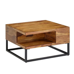 Table Basse - FINEBUY - Sheesham Bois Massif - Métal - 60x60x345 cm - Design Industriel