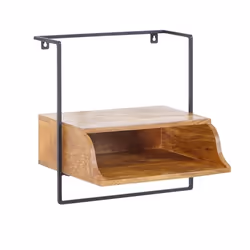 Table de Chevet - FINEBUY - Mango - Bois Massif - Métal - Flottante 44x45x35 cm