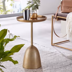 Table dappoint en aluminium FineBuy - Design contemporain - Or métal - 33x33x53 cm