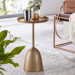 Table dappoint en aluminium FineBuy - Design contemporain - Or métal - 33x33x53 cm