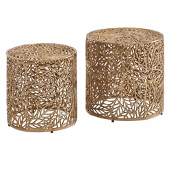 Table dappoint - FINEBUY - Lot de 2 - Métal - Design moderne - Doré
