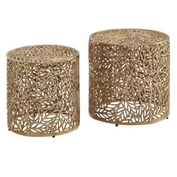Table dappoint - FINEBUY - Lot de 2 - Métal - Design moderne - Doré