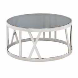 Table Basse Ronde - FINEBUY - 60x60x30 cm - Verre Transparent - Métal Argent - Design Moderne