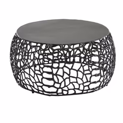 FineBuy Table Basse Ronde Métal 66x66x30 cm Petite Table de Salon Moderne  [Noir]