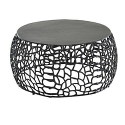 FineBuy Table Basse Ronde Métal 66x66x30 cm Petite Table de Salon Moderne  [Noir]