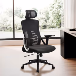 Chaise de Bureau Tissu Noir Fauteuil Ergonomique Siège Pivotante 120 kg