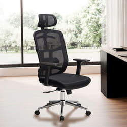 Chaise de Bureau Tissu Noir Fauteuil Ergonomique Siège Pivotante 120 kg