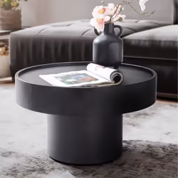 Table Basse - FINEBUY - Ronde - Métal Noir - 60x60x30 cm - Design Contemporain