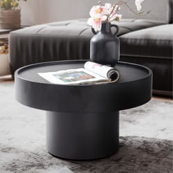 Table Basse - FINEBUY - Ronde - Métal Noir - 60x60x30 cm - Design Contemporain