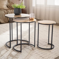 Table dappoint - FINEBUY - Lot de 3 - Métal doré et noir - Design moderne - Gigogne