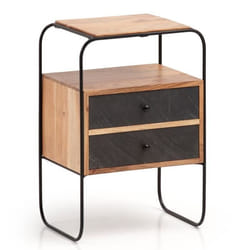 Table de Chevet - FINEBUY - Bois Massif Marron - Hauteur 60 cm - Design Contemporain