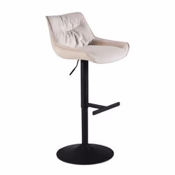 Tabouret de Bar - FINEBUY - Moderne Velours Chaise Fauteuil de Comptoir - Beige - Réglable en hauteur - Métal