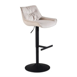 Tabouret de Bar - FINEBUY - Moderne Velours Chaise Fauteuil de Comptoir - Beige - Réglable en hauteur - Métal