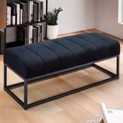 Banc - FINEBUY - 108 cm - Velours Noir - Structure Métal - Design Moderne