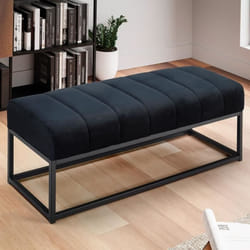 Banc - FINEBUY - 108 cm - Velours Noir - Structure Métal - Design Moderne