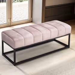 FineBuy Banc 108 cm Velours Rembourré Banc Banquette Moderne Couloir Métal  [Rose]