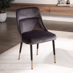 Chaise de salle à manger - FINEBUY - Velours Gris - Design Moderne - Dossier Rembourré - Métal