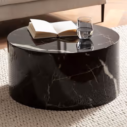 Table Basse - FINEBUY - Ronde - Aspect Marbre - 60 cm - Brillant - Salon