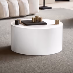 Table Basse - FINEBUY - Ronde - 60 cm - Blanc - Brillant