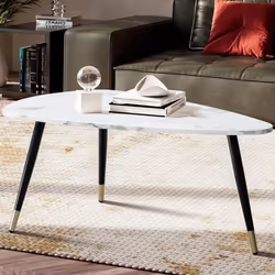 FineBuy Table Basse 90x60x41 cm Aspect Marbre Table de Salon Moderne Trépied [Blanc]