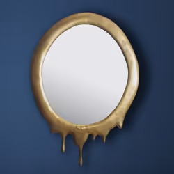 FineBuy Miroir Murale Métal 50x71 cm Miroir Mur Couloir Grand Doré Ovale Cadre