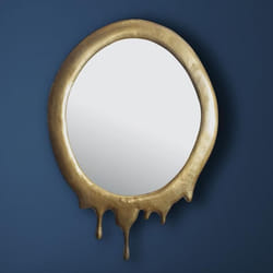 FineBuy Miroir Murale Métal 50x71 cm Miroir Mur Couloir Grand Doré Ovale Cadre
