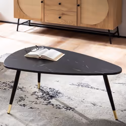 Table Basse - FINEBUY - 90x60x41 cm - Aspect Marbre - Triangulaire - Noir