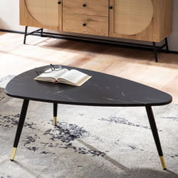 Table Basse - FINEBUY - 90x60x41 cm - Aspect Marbre - Triangulaire - Noir