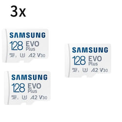 3PCS Micro SD SDXC Samsung Carte mémoire Evo Plus 128 Go SDXC U3 Classe 10 A2 130 Mo/s avec Adaptateur