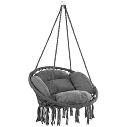 Fauteuil suspendu avec coussins hamac extérieur chaise suspendue balancelle relax jardin capacité 150 kg fauteuil de lecture Anthracite - Detex